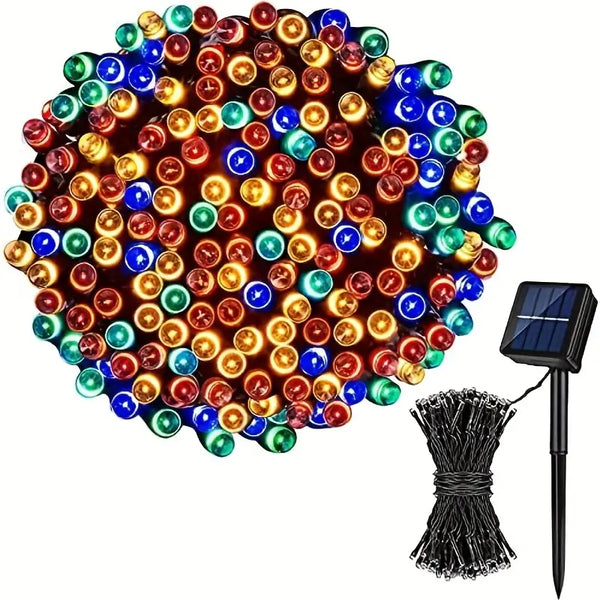 Instalatie cu incarcare solara sau electrica, 500 LED, 50 metri, Multicolor, 12-14 ore de functionare