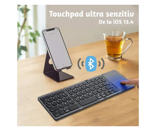 Tastatura pliabila universal, wireless, negru-gri, US layout