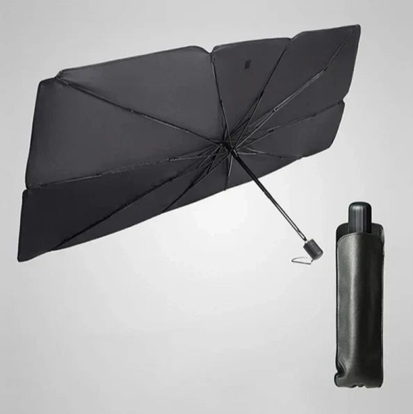 Pachet 1+1 CADOU Parasolar pliabil tip umbrela pentru parbrizul masinii + Suport numar telefon parcare CADOU
