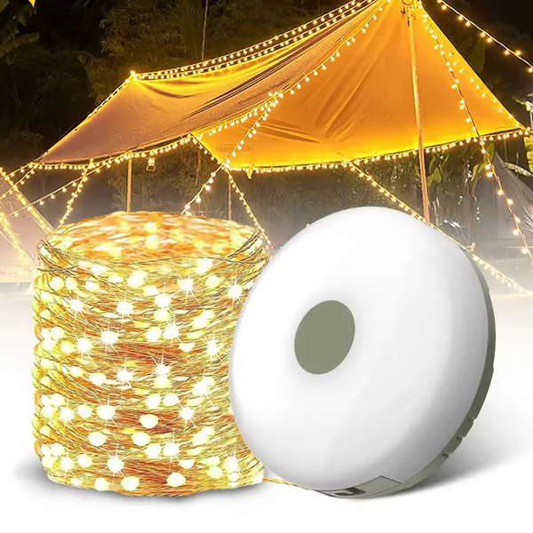 Bandă Luminoasă LED 10M pentru Camping, Rezistentă la Apă, cu Moduri de Iluminare și Conectare USB