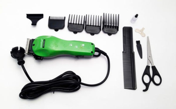Aparat de tuns animale, 4 capete diverse marimi, accesorii incluse, pentru orice tip par + Manusa pentru par de animale CADOU