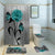 Set baie 4 piese: perdea, covorase si husa de toaleta, Blue Rose