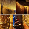 Instalatie Craciun 10m cu flash, 200 LED-uri, de exterior, tip franjuri, turturi ,fir alb, interconectabila