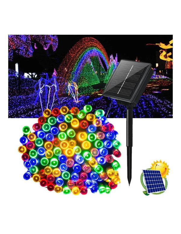 Instalatie cu incarcare solara sau electrica, 500 LED, 50 metri, Multicolor, 12-14 ore de functionare